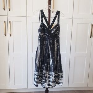 Calvin Klein Black and White Patterned Midi Dress